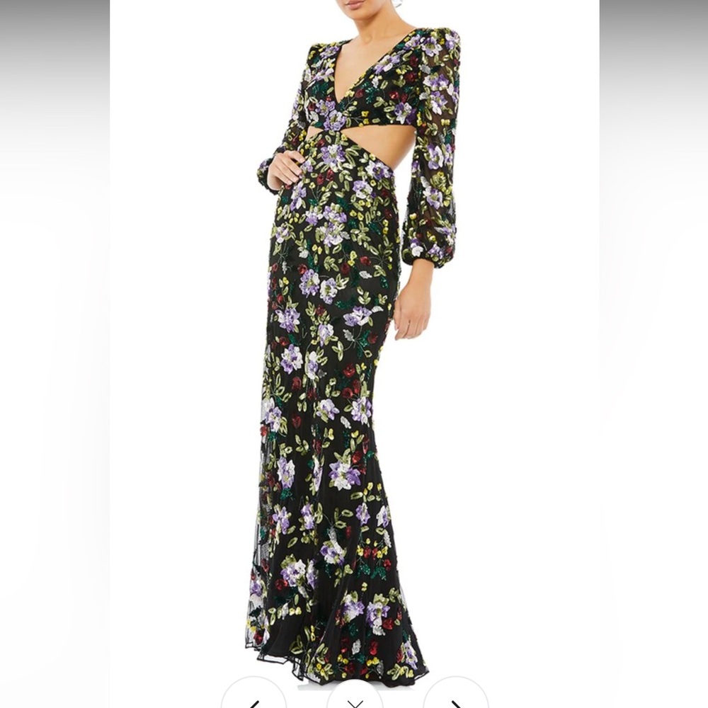 Mac Duggal Beaded Long sleeve Dress